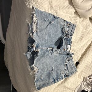 Zara Frayed Light Blue Jean Shorts